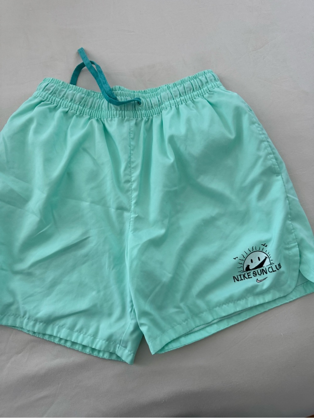 Nike Mint Green Swim Shorts with Navy Drawstring